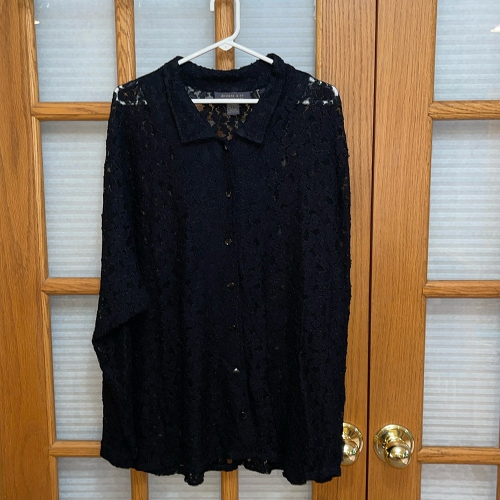EUC Lane Bryant 26/26 Black Lace Shirt